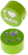 Perlina con motivo glitterato "I Love Mom / Dad" : verde giallo