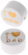 Perlina con motivo glitterato "I Love Mom / Dad" : bianco
