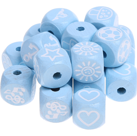 Dadi azzurro bambino con lettere ad incavo 10 mm