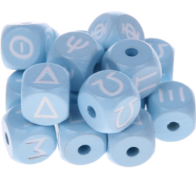 Dadi azzurro bambino con lettere ad incavo 10 mm - Greco