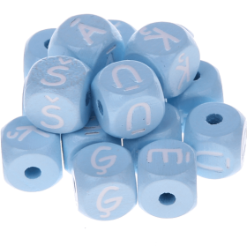 Dadi azzurro bambino con lettere ad incavo 10 mm - Lettone