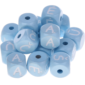 Dadi azzurro bambino con lettere ad incavo 10 mm - Lituano