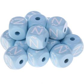 Dadi azzurro bambino con lettere ad incavo 10 mm - Spagnolo