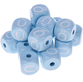 Dadi azzurro bambino con lettere ad incavo 10 mm - Ungherese