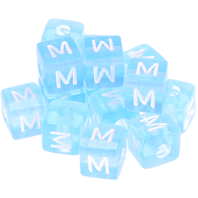 580 Dadi in plastica azzurra – Lettera M (0,5 Kg)