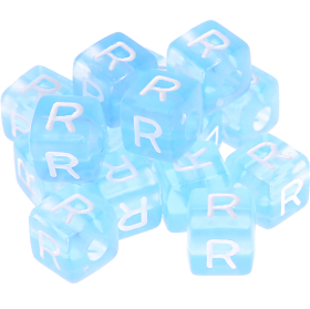 580 Dadi in plastica azzurra – Lettera R (0,5 Kg)
