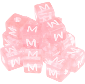 580 Dadi in plastica rosa – Lettera M (0,5 Kg)