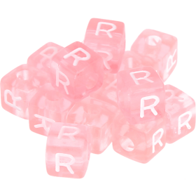 580 Dadi in plastica rosa – Lettera R (0,5 Kg)