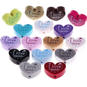 Perlina a forma di cuore con motivo "I love daddy"