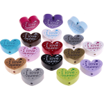 Perlina a forma di cuore con motivo "I love mummy"