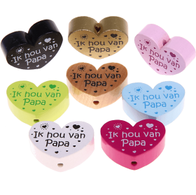 Perlina a forma di cuore con motivo "Ik hou van Papa"