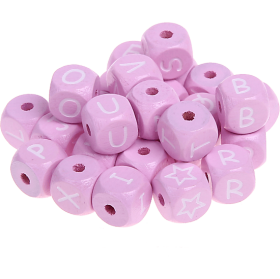 Dadi rosa con lettere ad incavo 10 mm