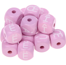 Dadi rosa con lettere ad incavo 10 mm - Francese
