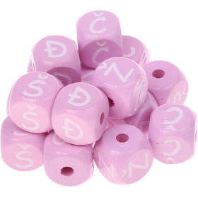 Dadi rosa con lettere ad incavo 10 mm - Croato