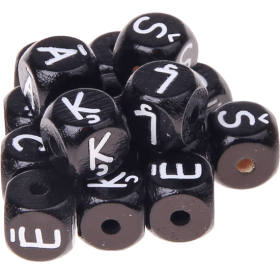 Dadi neri con lettere ad incavo 10 mm - Lettone