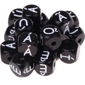 Dadi neri con lettere ad incavo 10 mm - Portoghese