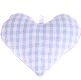 Cuoricino in tessuto a scacchi – Azzurro