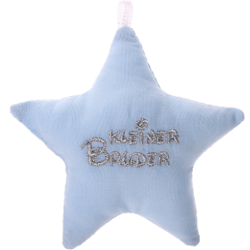 Stellina in tessuto con - Azzurro bambino - „Kleiner Bruder“