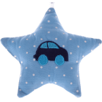 Stellina in tessuto con automobilina – Azzurro bambino