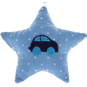 Stellina in tessuto con automobilina – Azzurro bambino