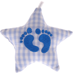 Stellina in tessuto con ''Piedini bebè'' – Azzurro bambino