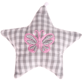 Stellina in tessuto con farfalla – Grigio