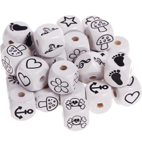 Dadi bianchi con lettere ad incavo 10 mm