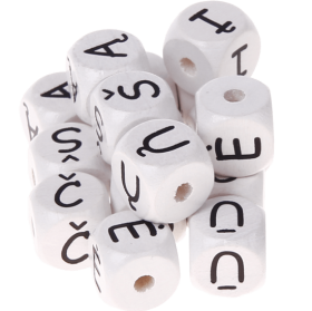 Dadi bianchi con lettere ad incavo 10 mm - Lituano