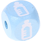 Dadi azzurro bambino con lettere ad incavo 10 mm - Immagini : biberon