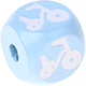 Dadi azzurro bambino con lettere ad incavo 10 mm - Immagini : triciclo