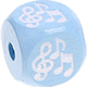 Dadi azzurro bambino con lettere ad incavo 10 mm - Immagini : note musicali