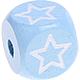 Dadi azzurro bambino con lettere ad incavo 10 mm - Immagini : stella aperto