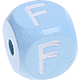 Dadi azzurro bambino con lettere ad incavo 10 mm : F
