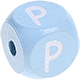 Dadi azzurro bambino con lettere ad incavo 10 mm : P