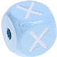 Dadi azzurro bambino con lettere ad incavo 10 mm : X