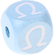 Dadi azzurro bambino con lettere ad incavo 10 mm - Greco : Ω