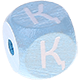 Dadi azzurro bambino con lettere ad incavo 10 mm - Kazako : Қ