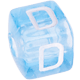I Tuoi dadi in plastica azzurra con lettere assortite : D