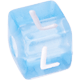 I Tuoi dadi in plastica azzurra con lettere assortite : L