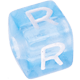 I Tuoi dadi in plastica azzurra con lettere assortite : R