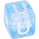 I Tuoi dadi in plastica azzurra con lettere assortite : U