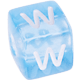 I Tuoi dadi in plastica azzurra con lettere assortite : W
