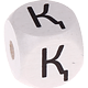 Dadi bianchi con lettere ad incavo 10 mm - Kazako : Қ
