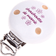 Clip con motivo "chouchou/chouchoutte de mamie" : bianco - rosa scuro