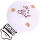 Clip con motivo "It's a girl" : bianco