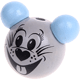 Perlina sagomata “Topo 3D” : grigio chiaro - azzurro bambino
