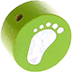 Perlina con motivo glitterato “Piedino bebè” : verde giallo