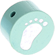 Perlina con motivo glitterato “Piedino bebè” : menta