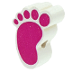 Perlina sagomata “Piede piccolo” : bianco - rosa scuro
