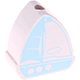 Motivperle Boot : weiß - babyblau